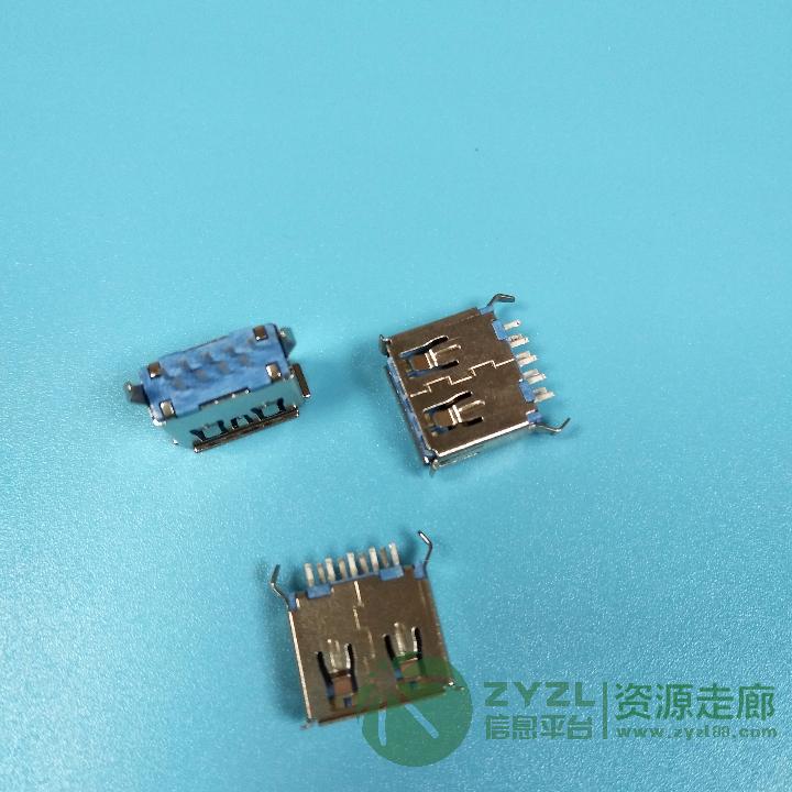 3.0母座直插11.5卷边弯脚/直脚PBT蓝胶铁