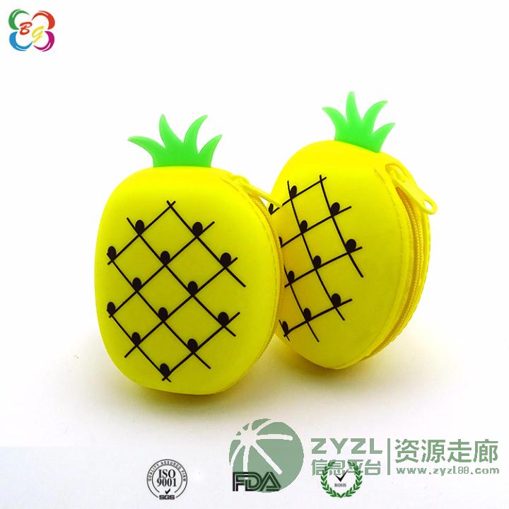 东莞休闲硅胶钱包批发,供应硅胶菠萝零钱包 格纹,菠萝拉链包定