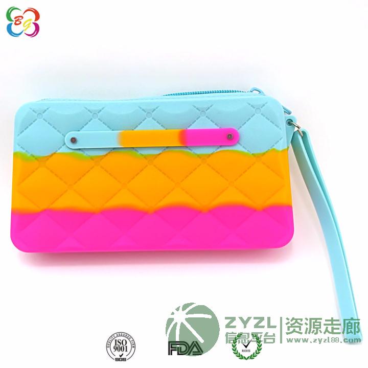 韩版时尚女士手拿包,多色一体硅胶拉链包,多功能硅胶钱包