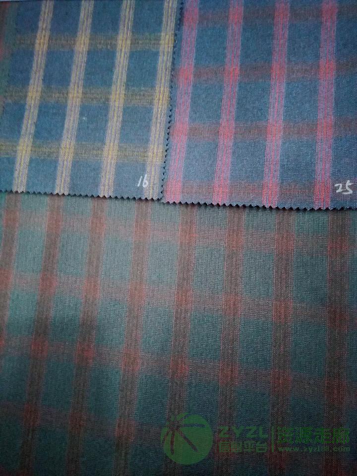 TR梭织风格面料，格子类西装，弹力面料