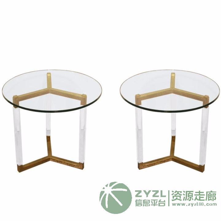 时尚亚克力边角几现代简约金属小茶几透明有机玻璃咖啡桌